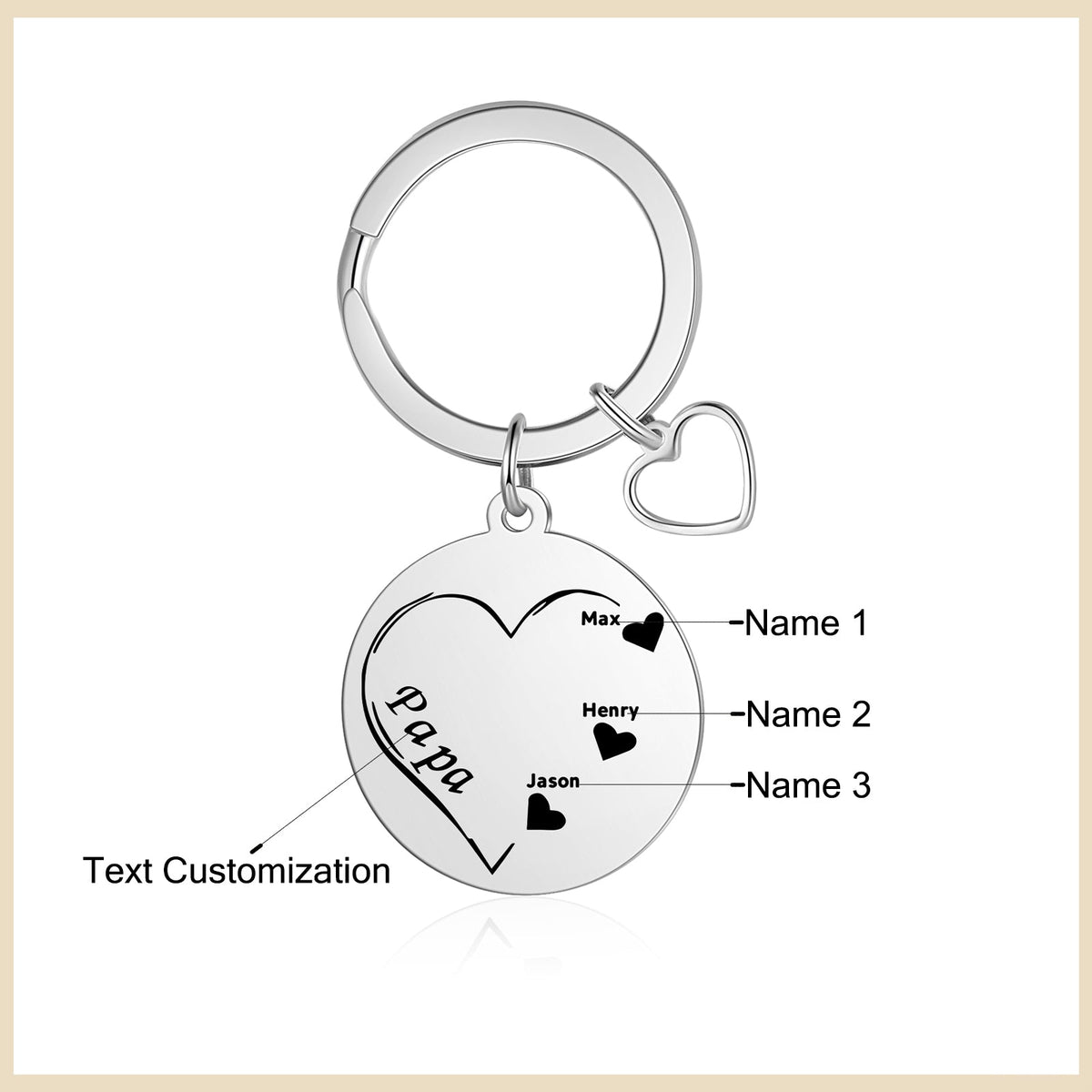 Custom Name Heart Keychain