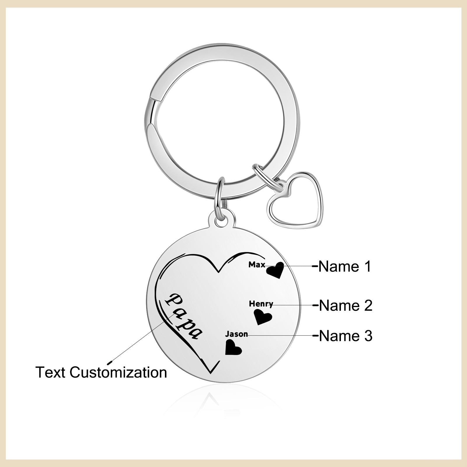 Custom Name Heart Keychain
