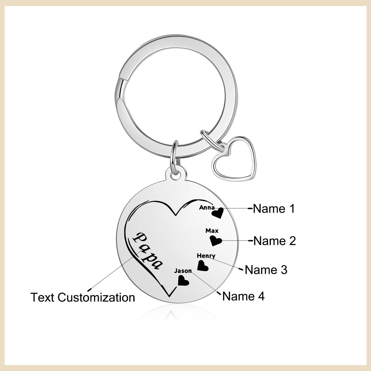 Custom Name Heart Keychain