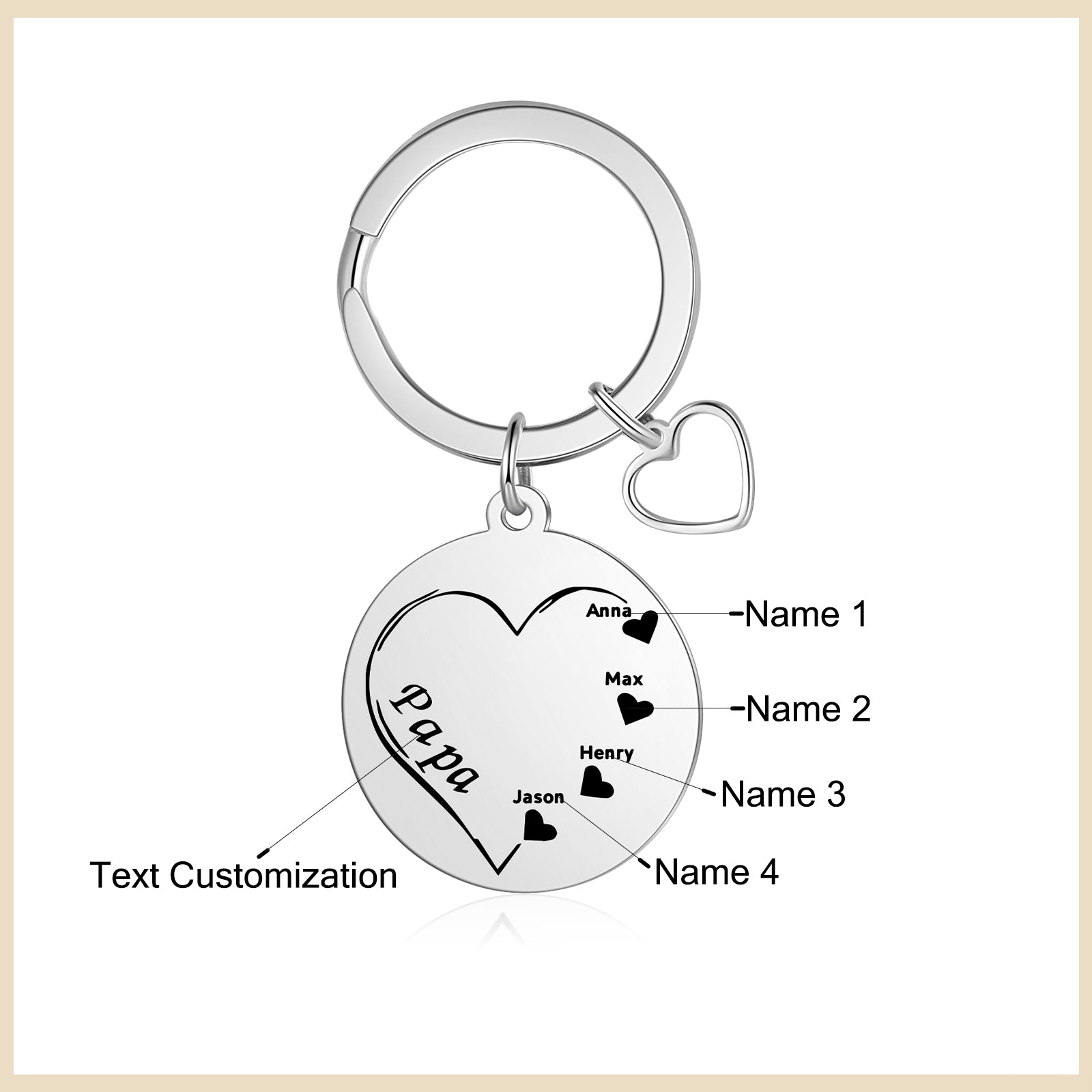 Custom Name Heart Keychain
