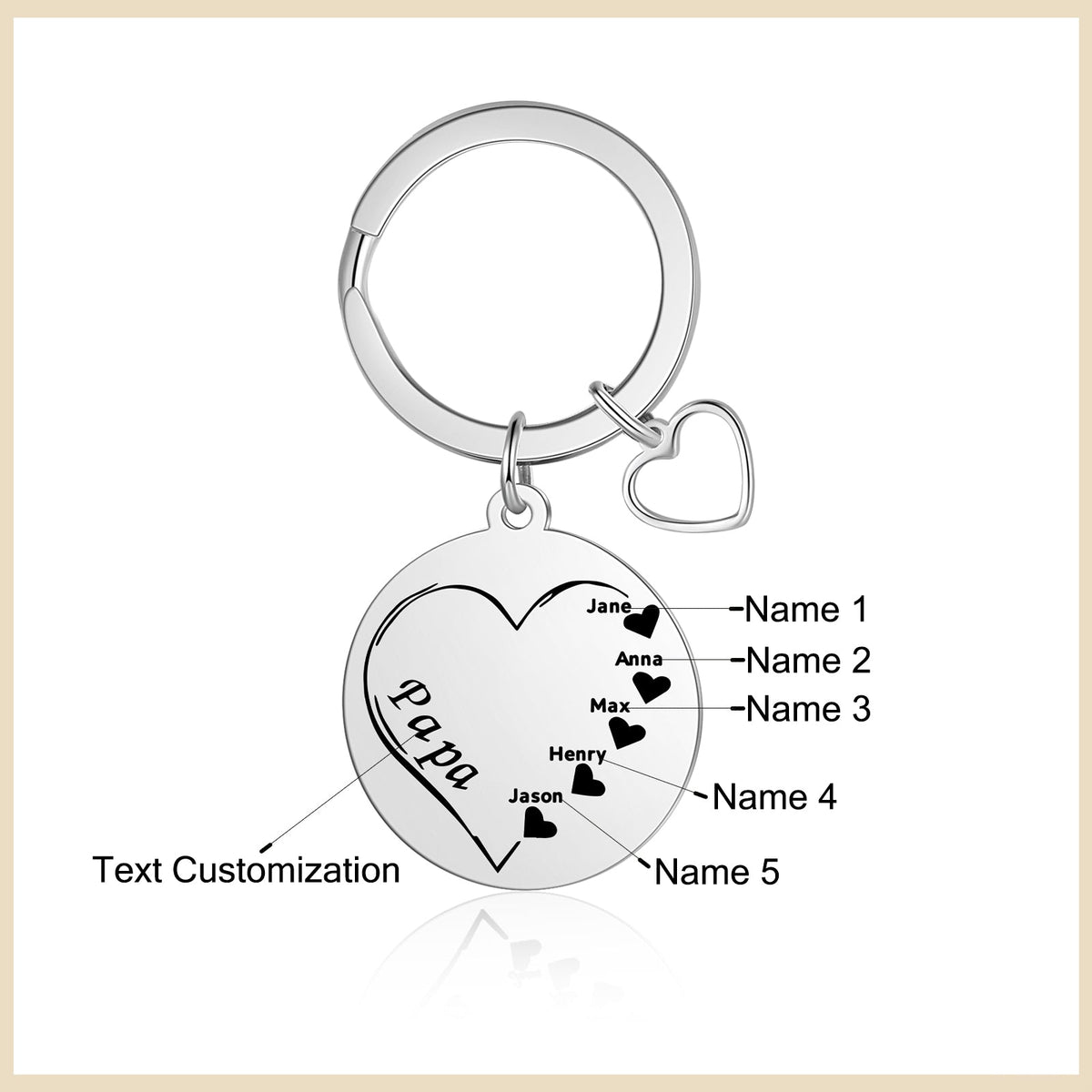 Custom Name Heart Keychain