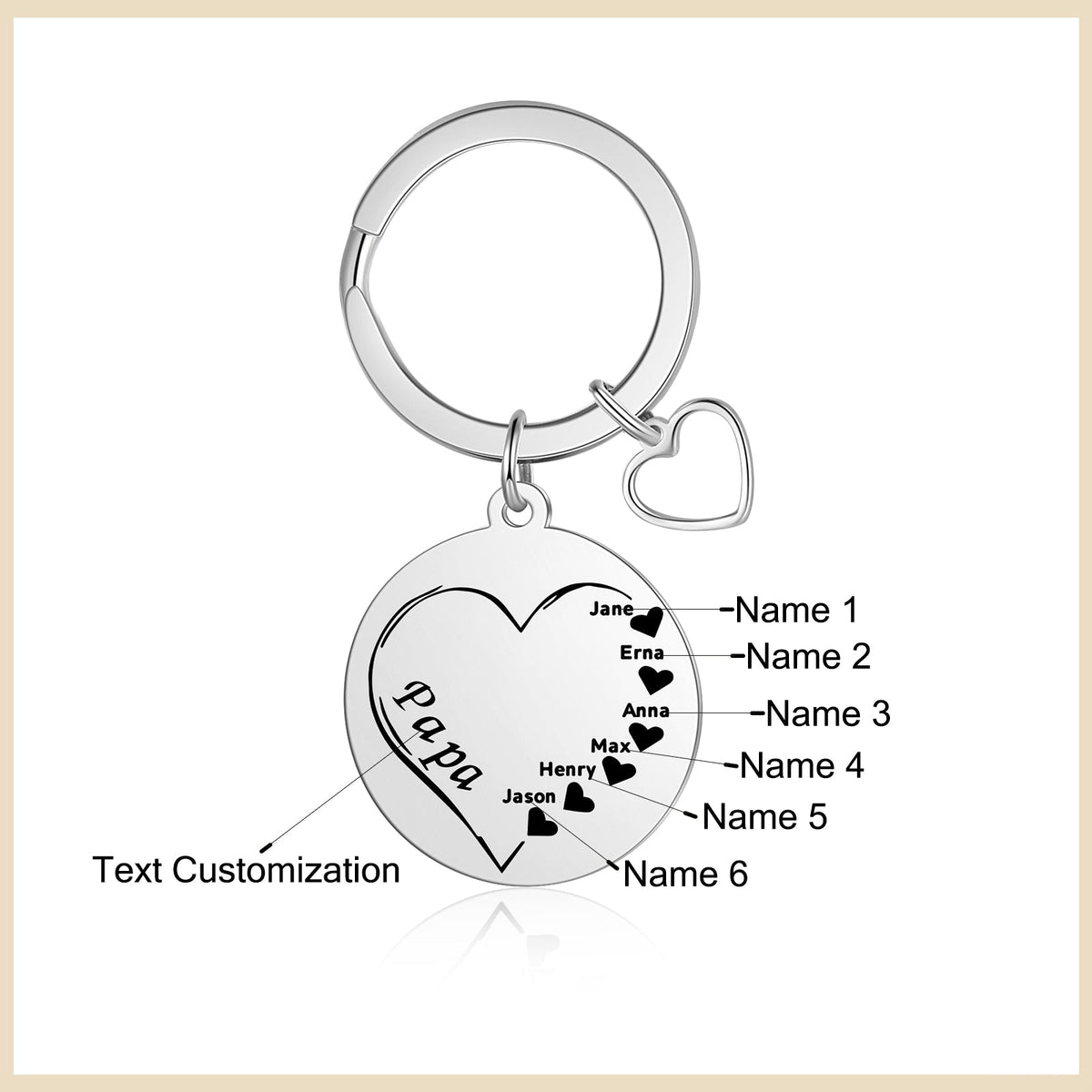 Custom Name Heart Keychain