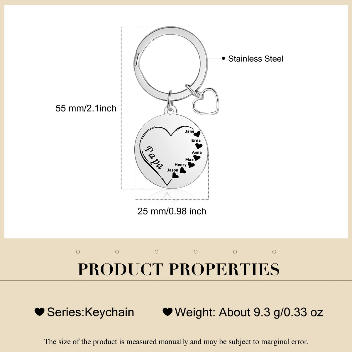 Custom Name Heart Keychain