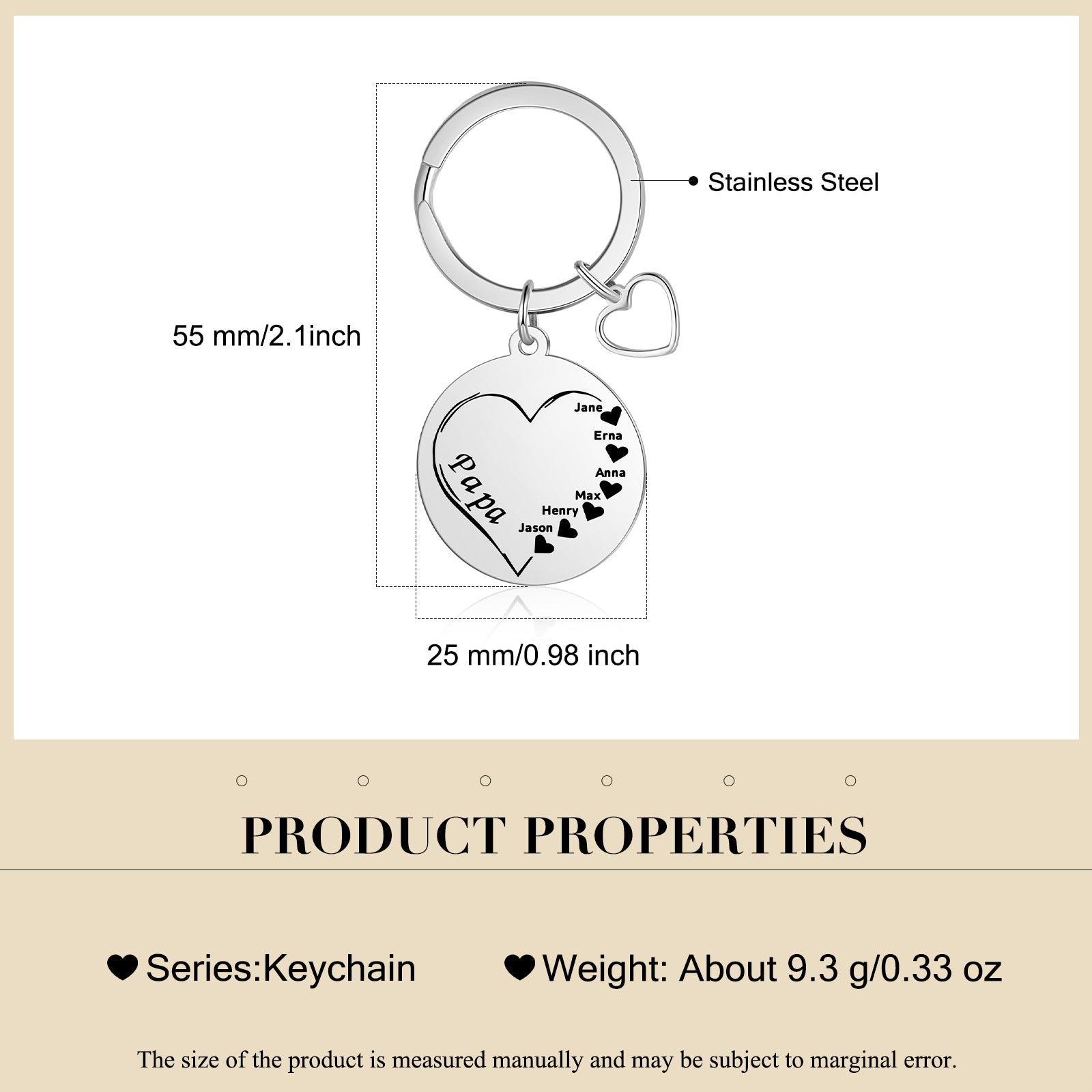 Custom Name Heart Keychain