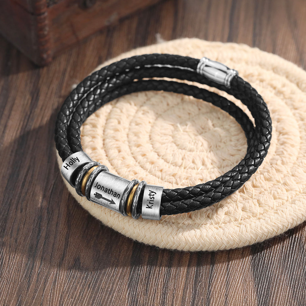 Custom Name Leather Bracelet