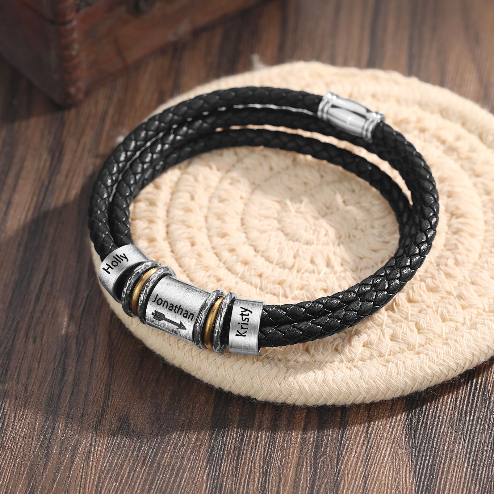 Custom Name Leather Bracelet