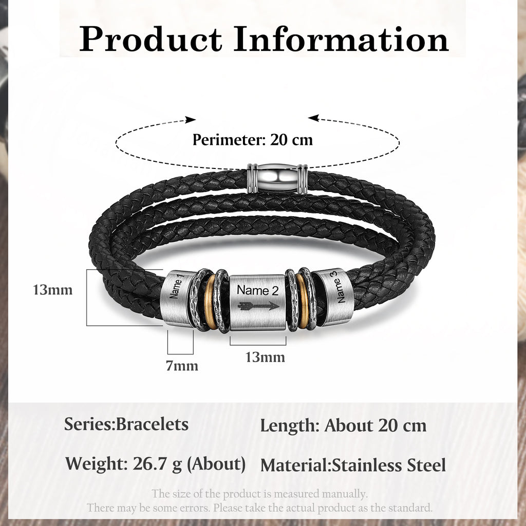 Custom Name Leather Bracelet