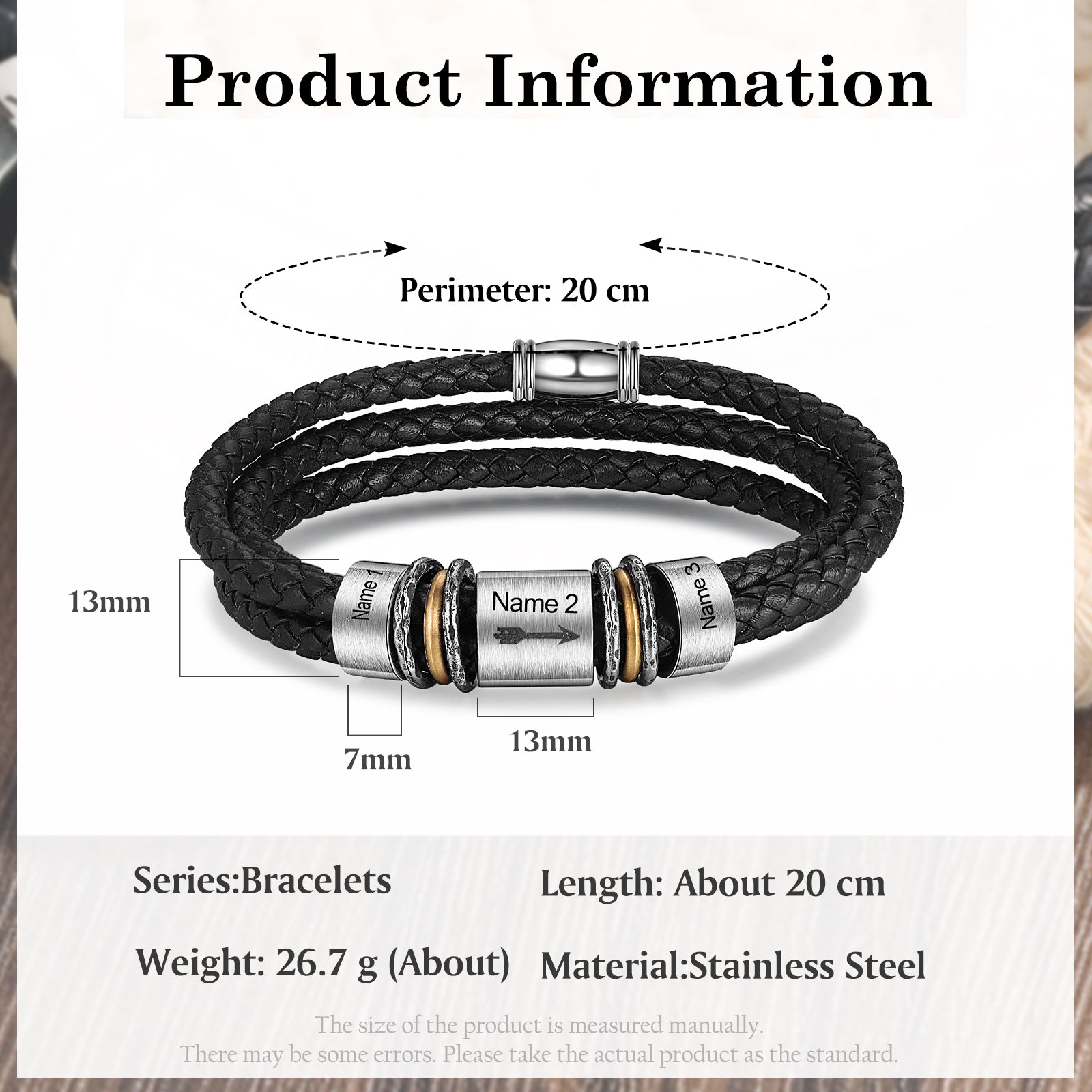 Custom Name Leather Bracelet