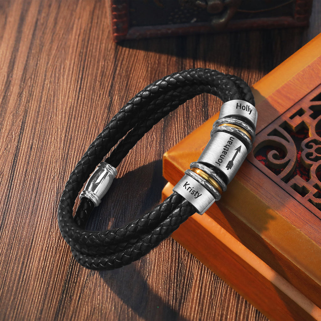 Custom Name Leather Bracelet