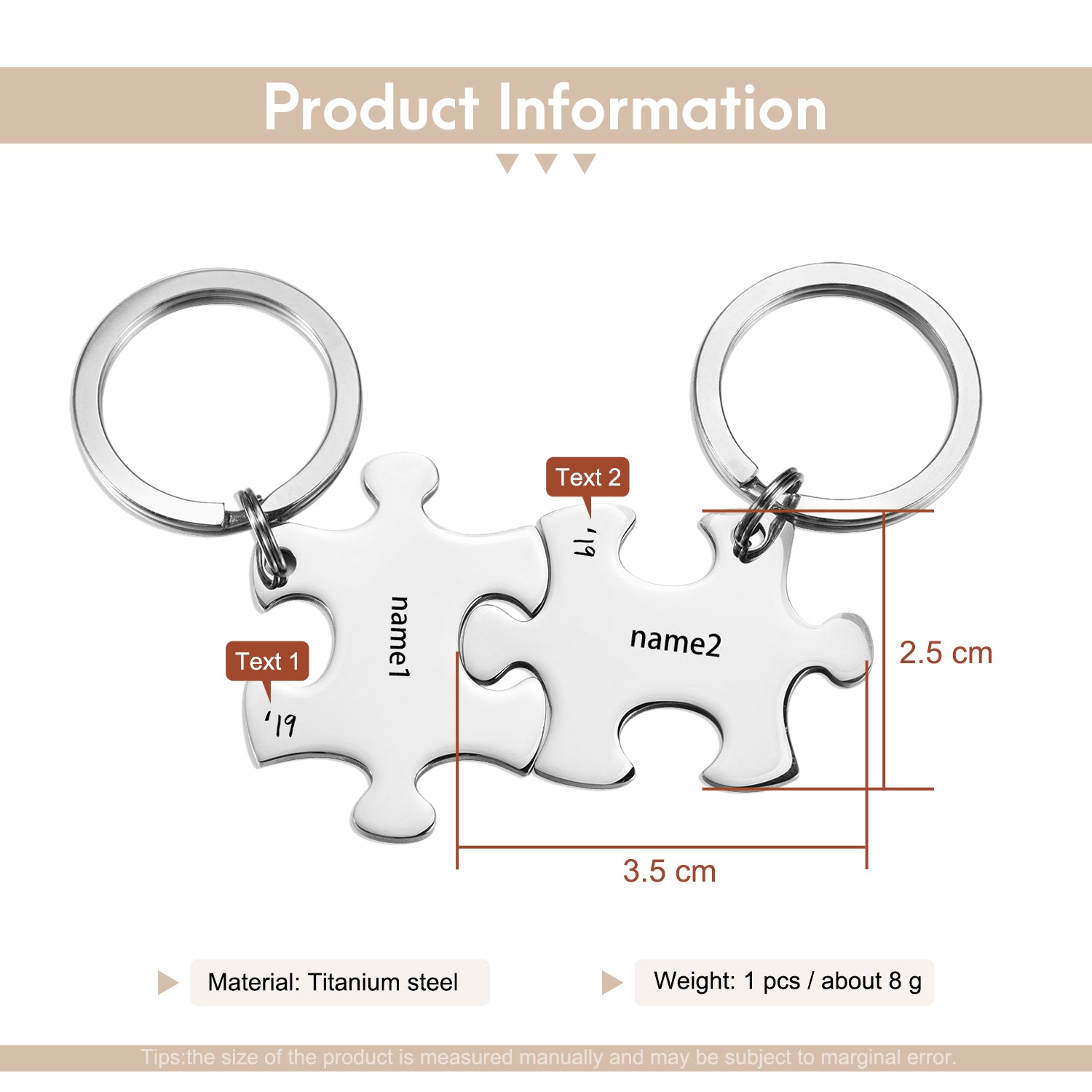 Custom Name Puzzle Keychain