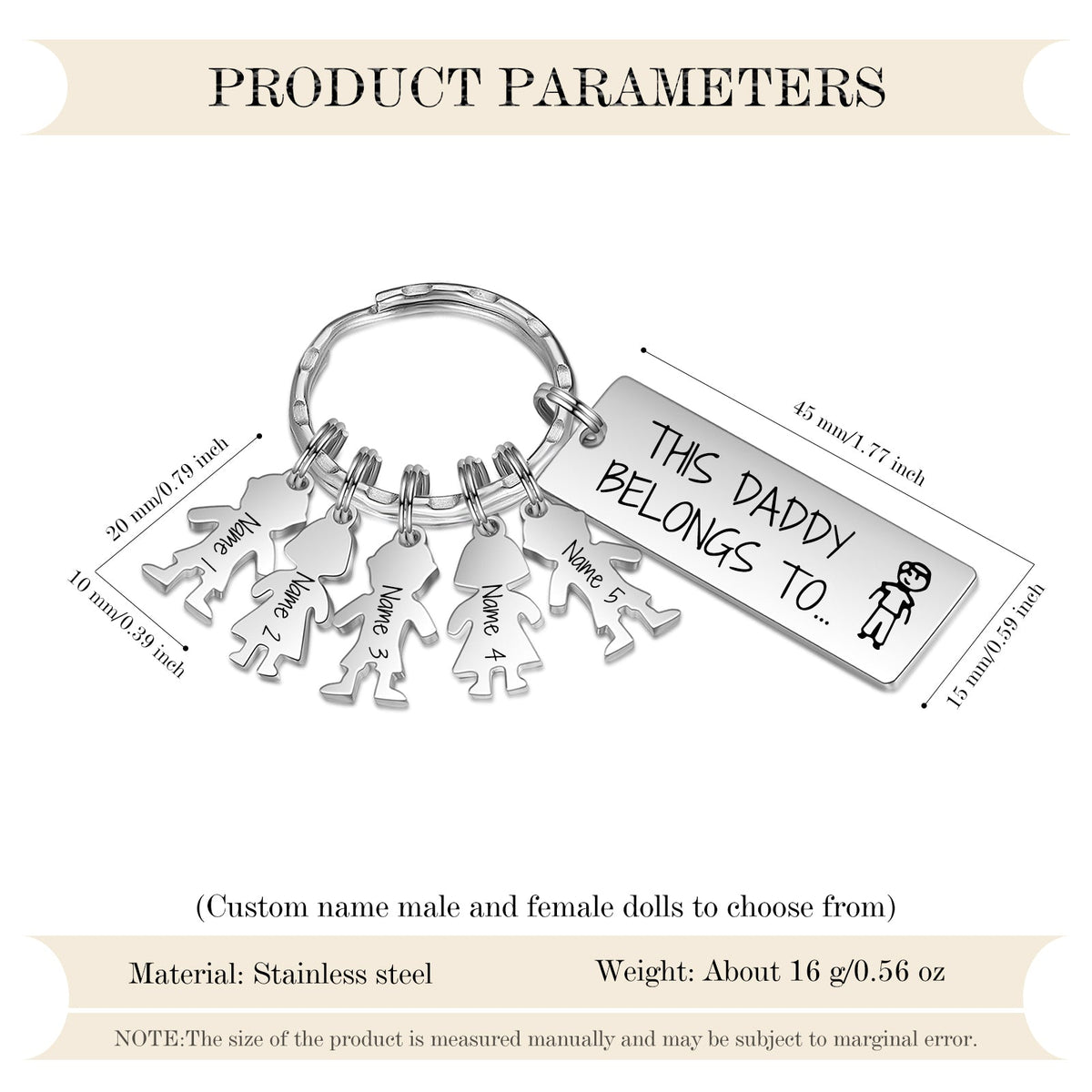Custom Stainless Steel Baby Keychain