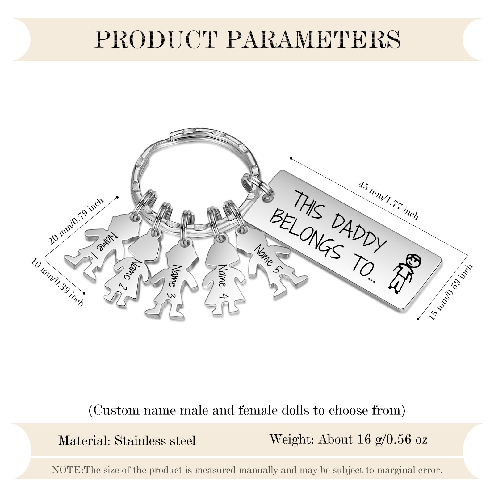 Custom Stainless Steel Baby Keychain