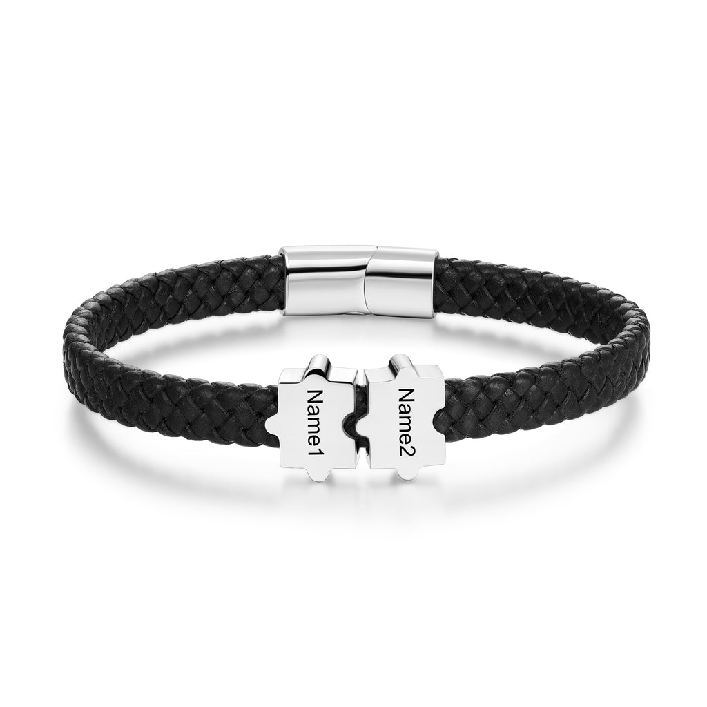 Custom Puzzle Leather Bracelet