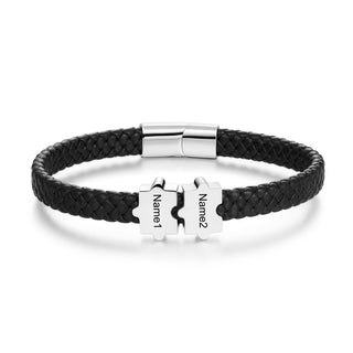 Custom Puzzle Leather Bracelet