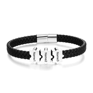 Custom Puzzle Leather Bracelet