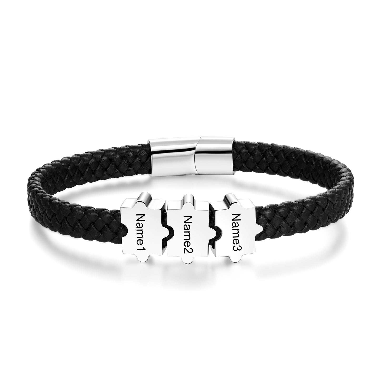 Custom Puzzle Leather Bracelet