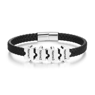 Custom Puzzle Leather Bracelet