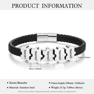 Custom Puzzle Leather Bracelet