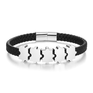 Custom Puzzle Leather Bracelet