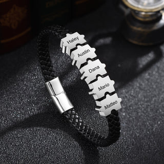 Custom Puzzle Leather Bracelet