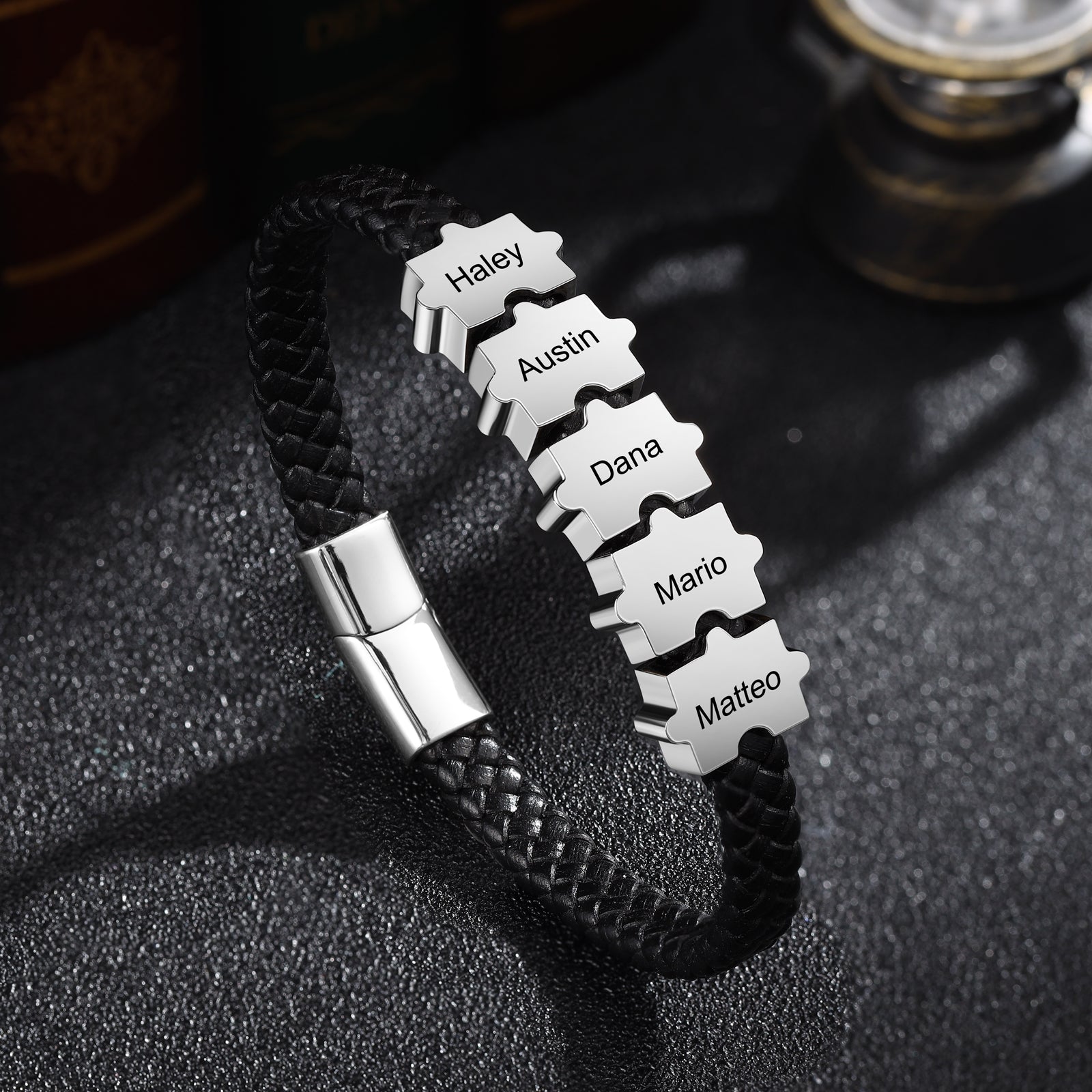 Custom Puzzle Leather Bracelet