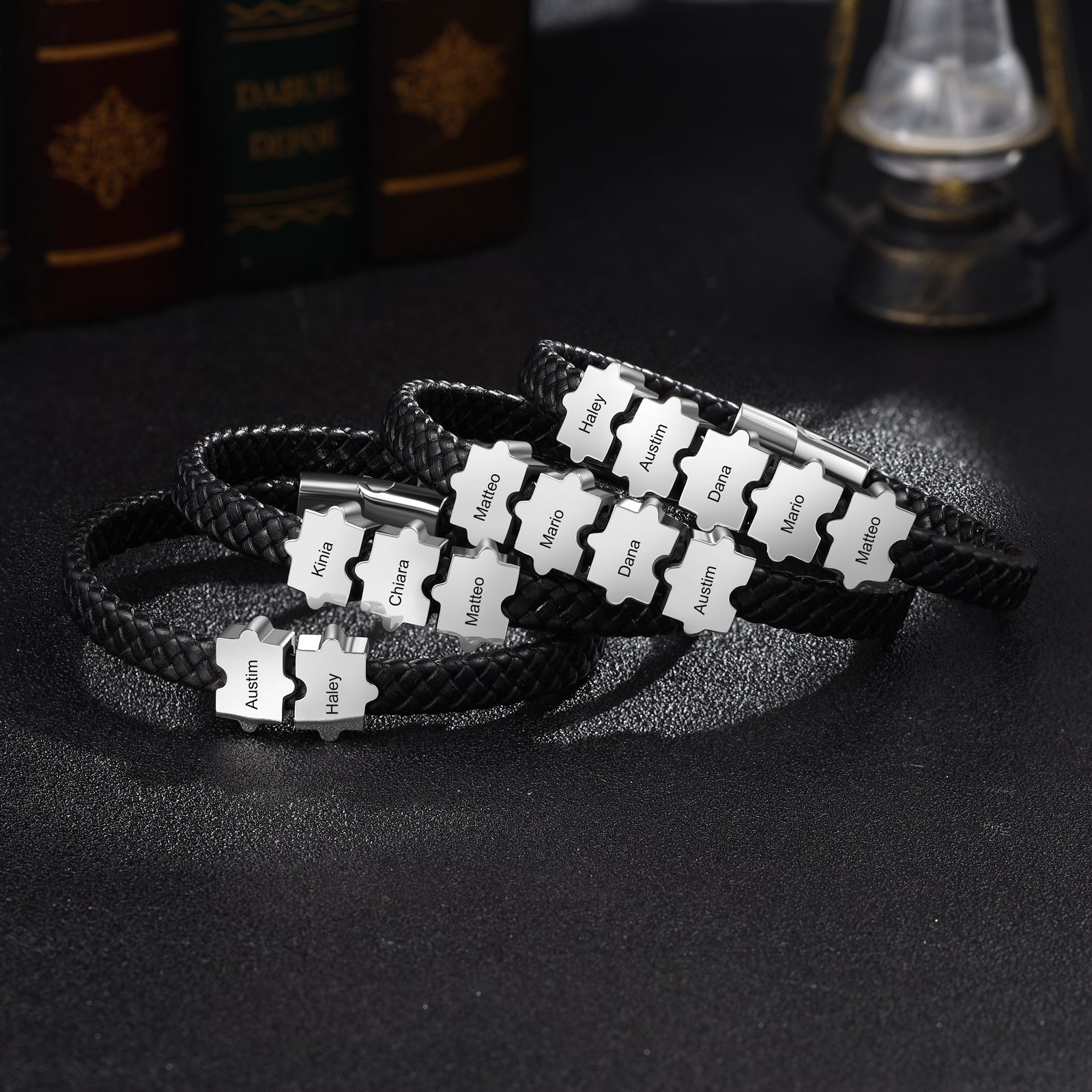 Custom Puzzle Leather Bracelet