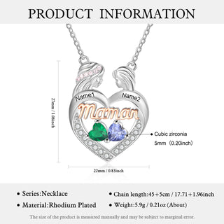Custom Mama Heart Necklace with Mother and Daughter