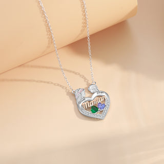 Custom Mama Heart Necklace with Mother and Daughter