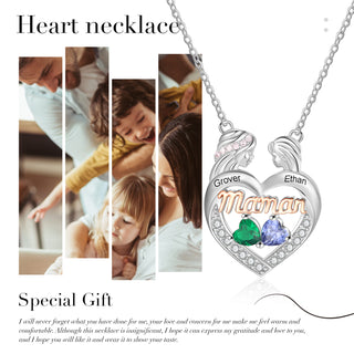 Custom Mama Heart Necklace with Mother and Daughter