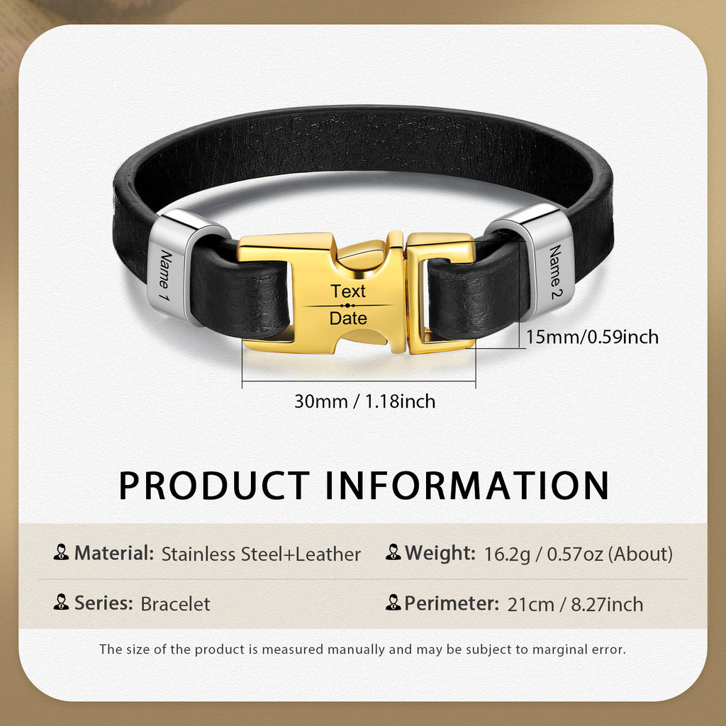 Custom Name Leather Bracelet
