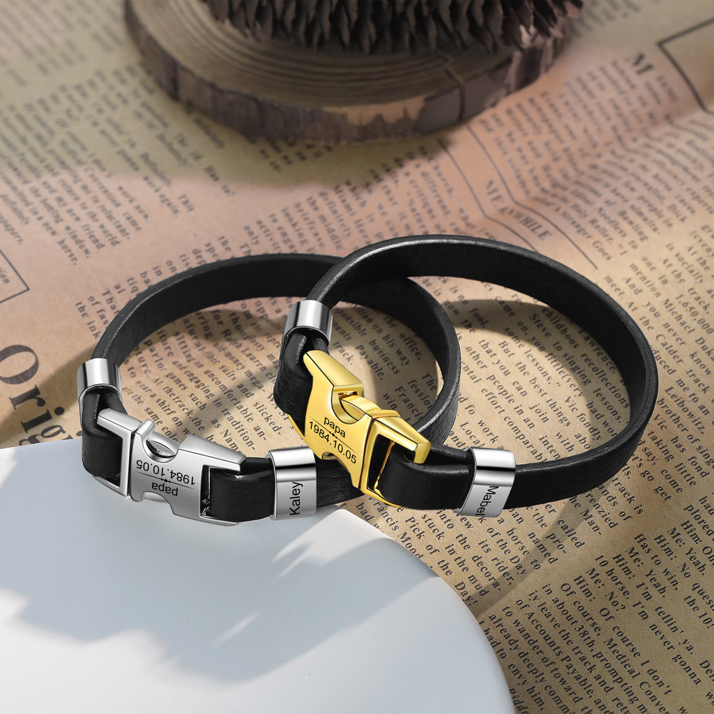 Custom Name Leather Bracelet