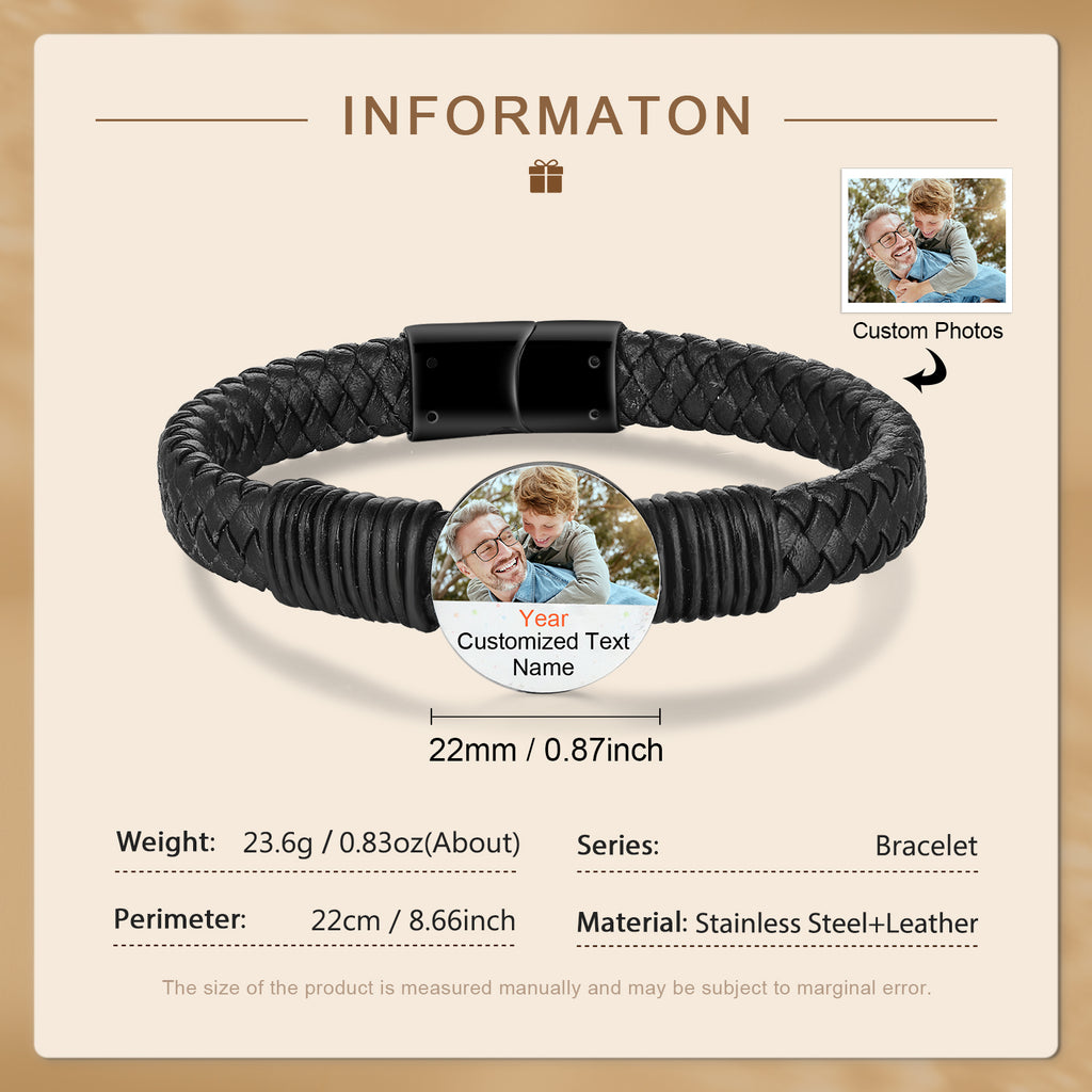 Custom Photo Leather Bracelet