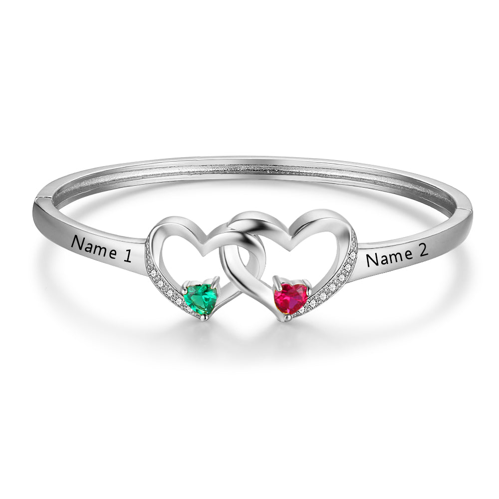 Custom Double Heart Bangle