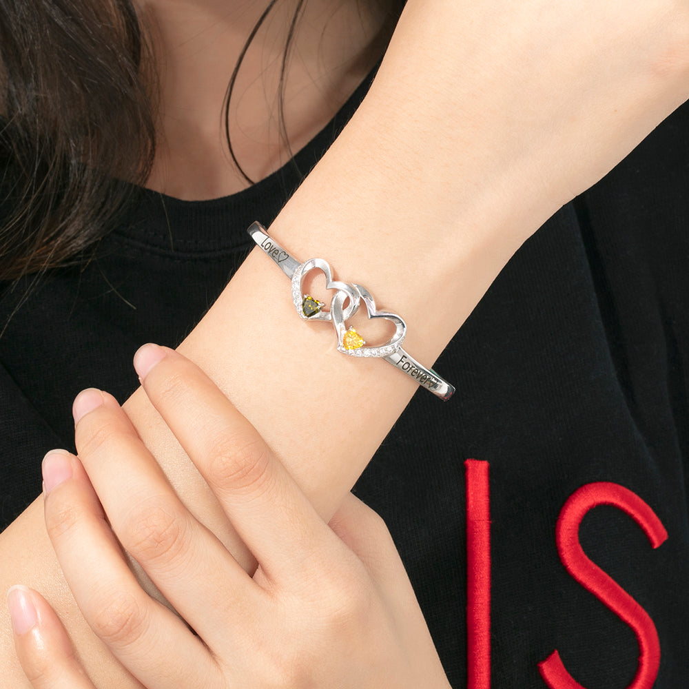 Custom Double Heart Bangle