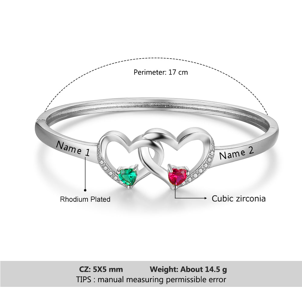 Custom Double Heart Bangle