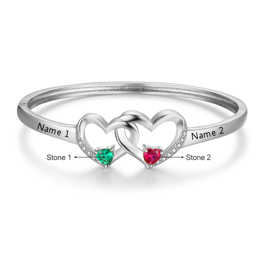 Custom Double Heart Bangle
