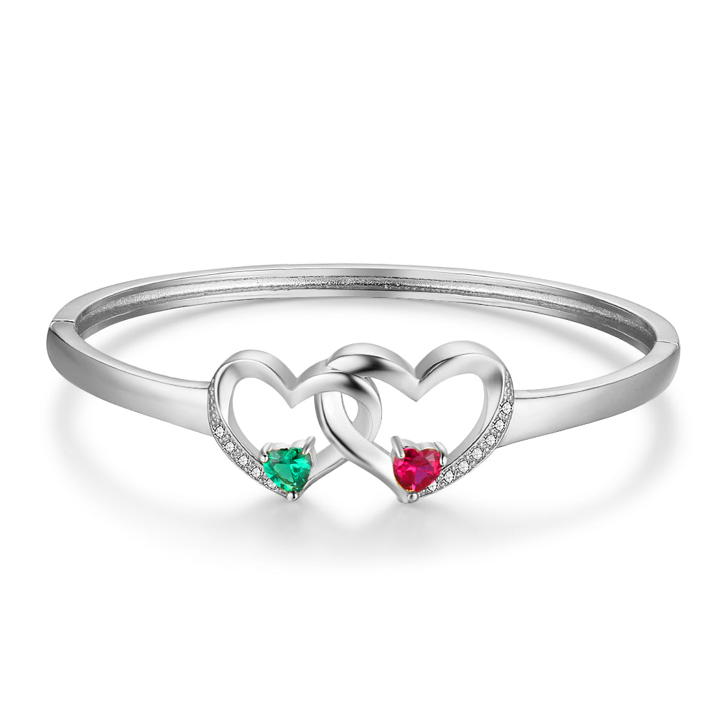 Custom Double Heart Bangle
