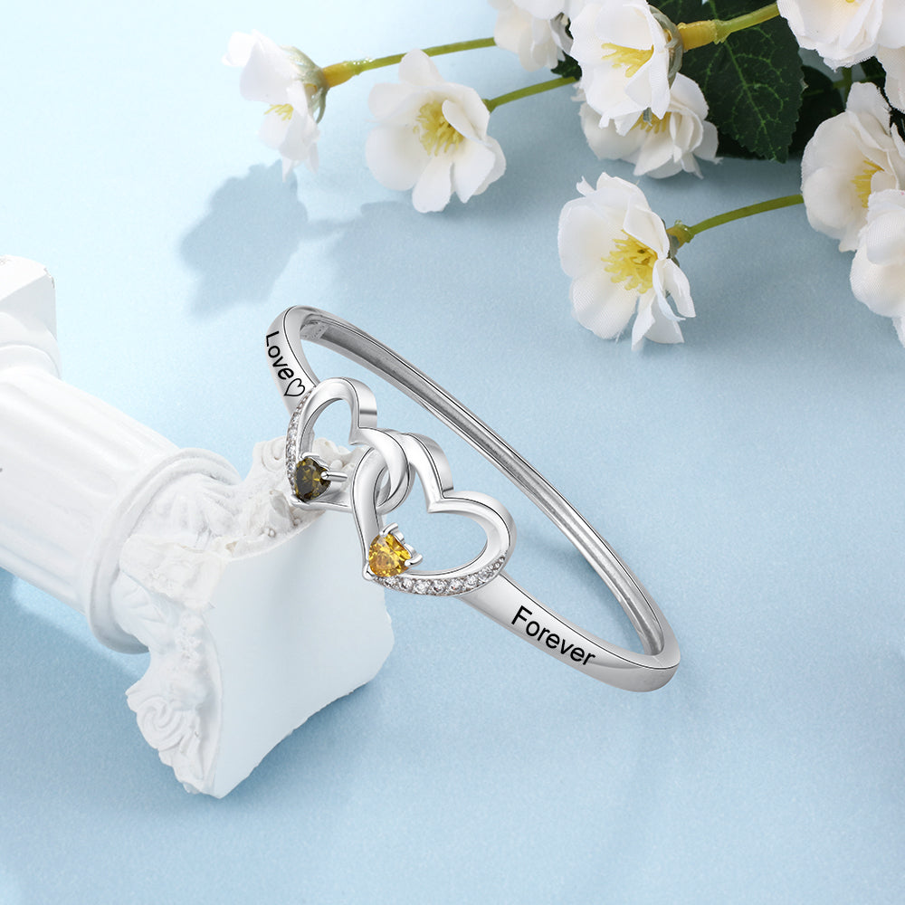 Custom Double Heart Bangle