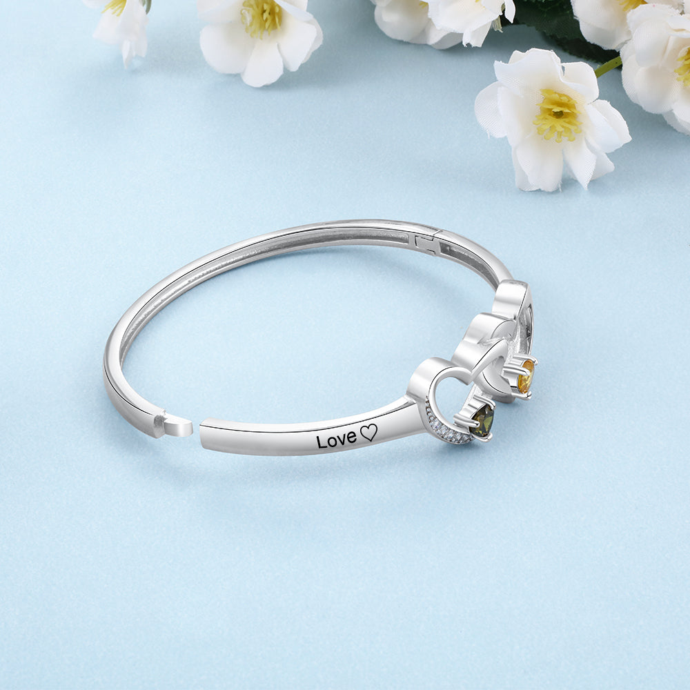 Custom Double Heart Bangle