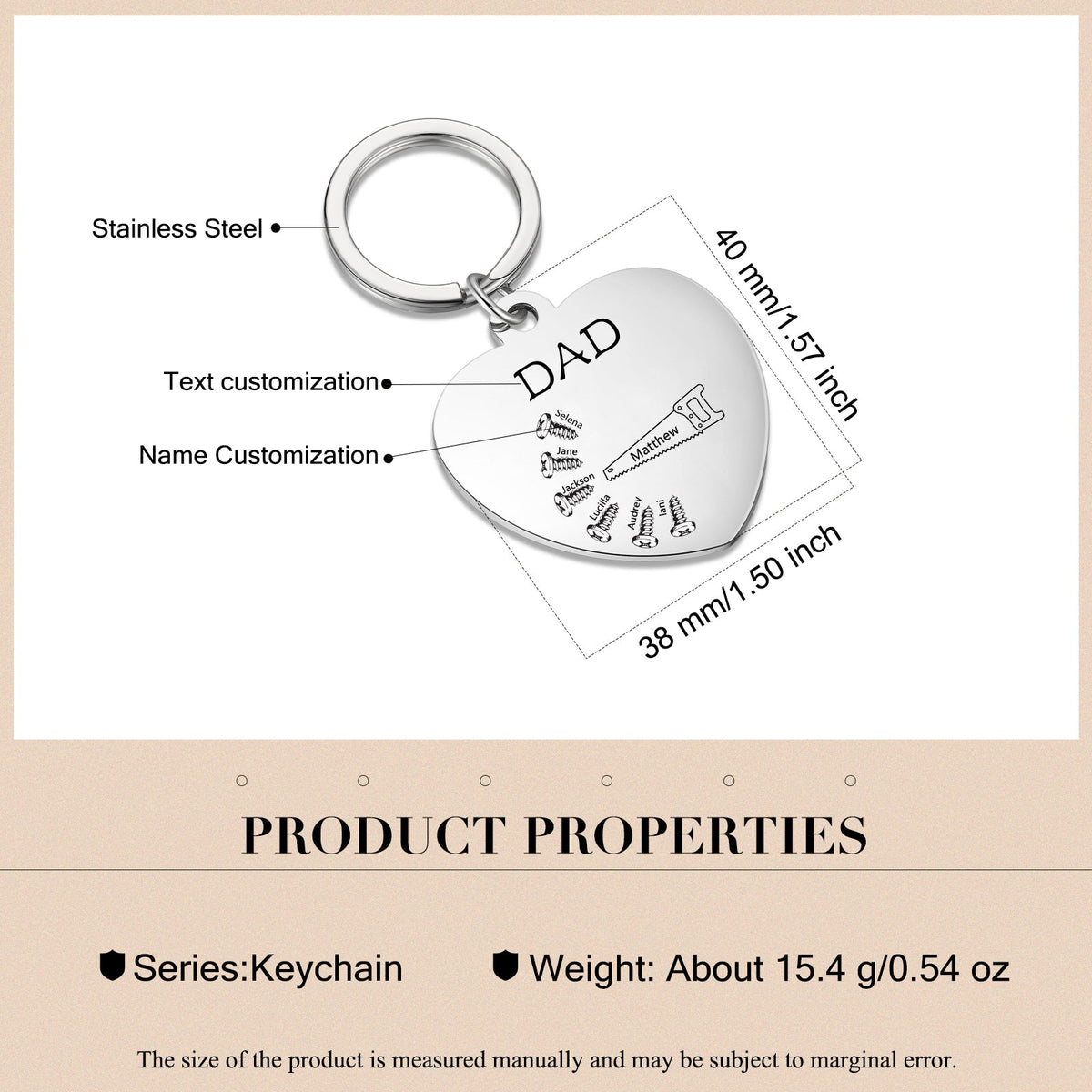 Custom Puzzle Keychain with Heart