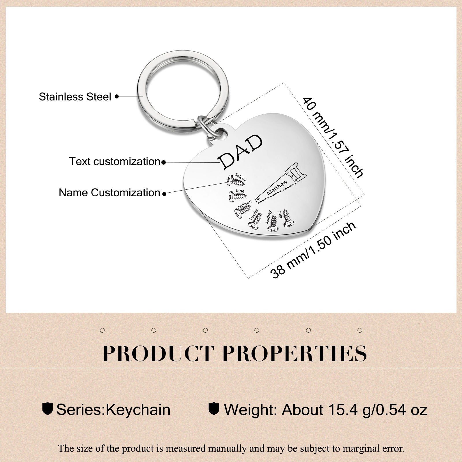 Custom Puzzle Keychain with Heart