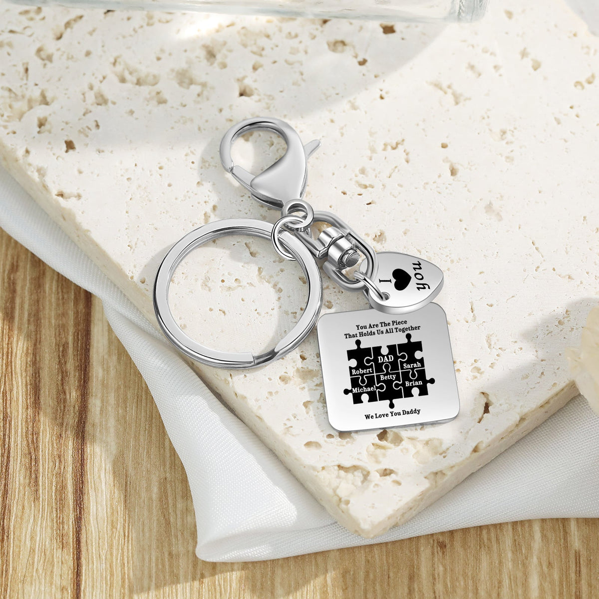 Custom Stainless Steel Keychain with Heart Charm