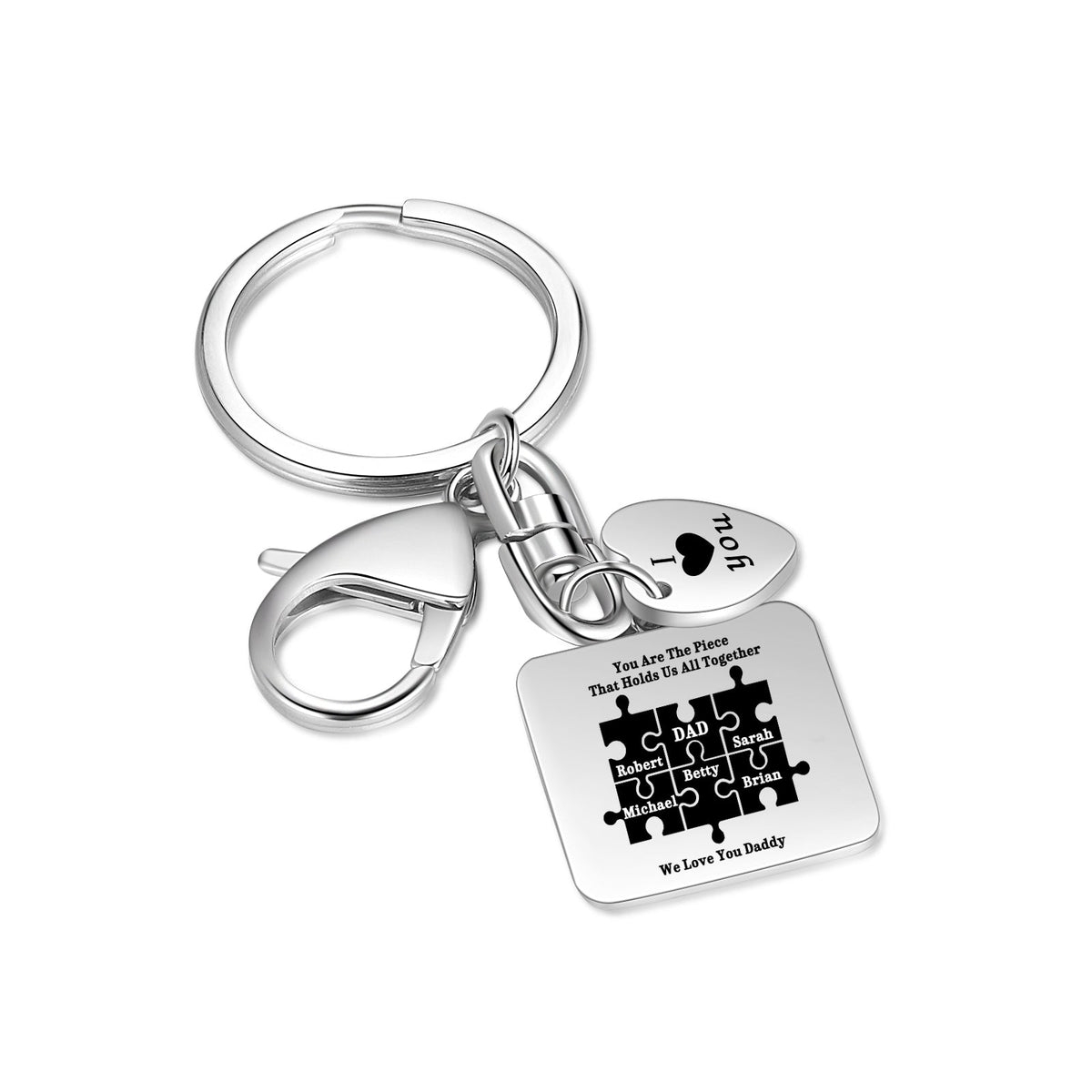 Custom Stainless Steel Keychain with Heart Charm