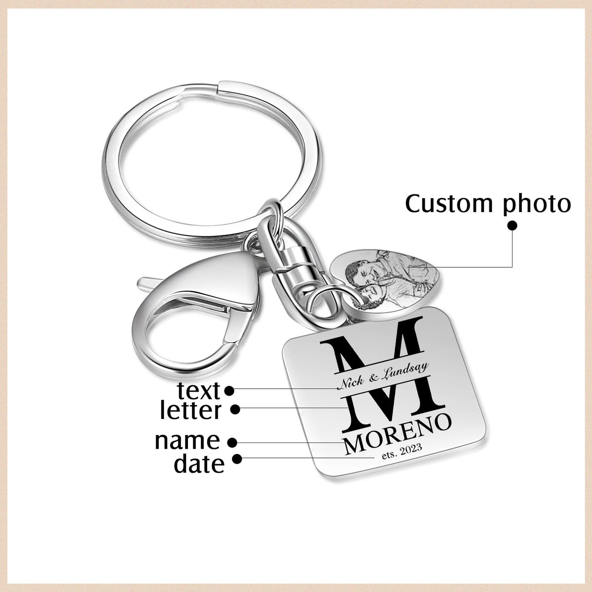 Personalized Name Stainless Steel Keychain