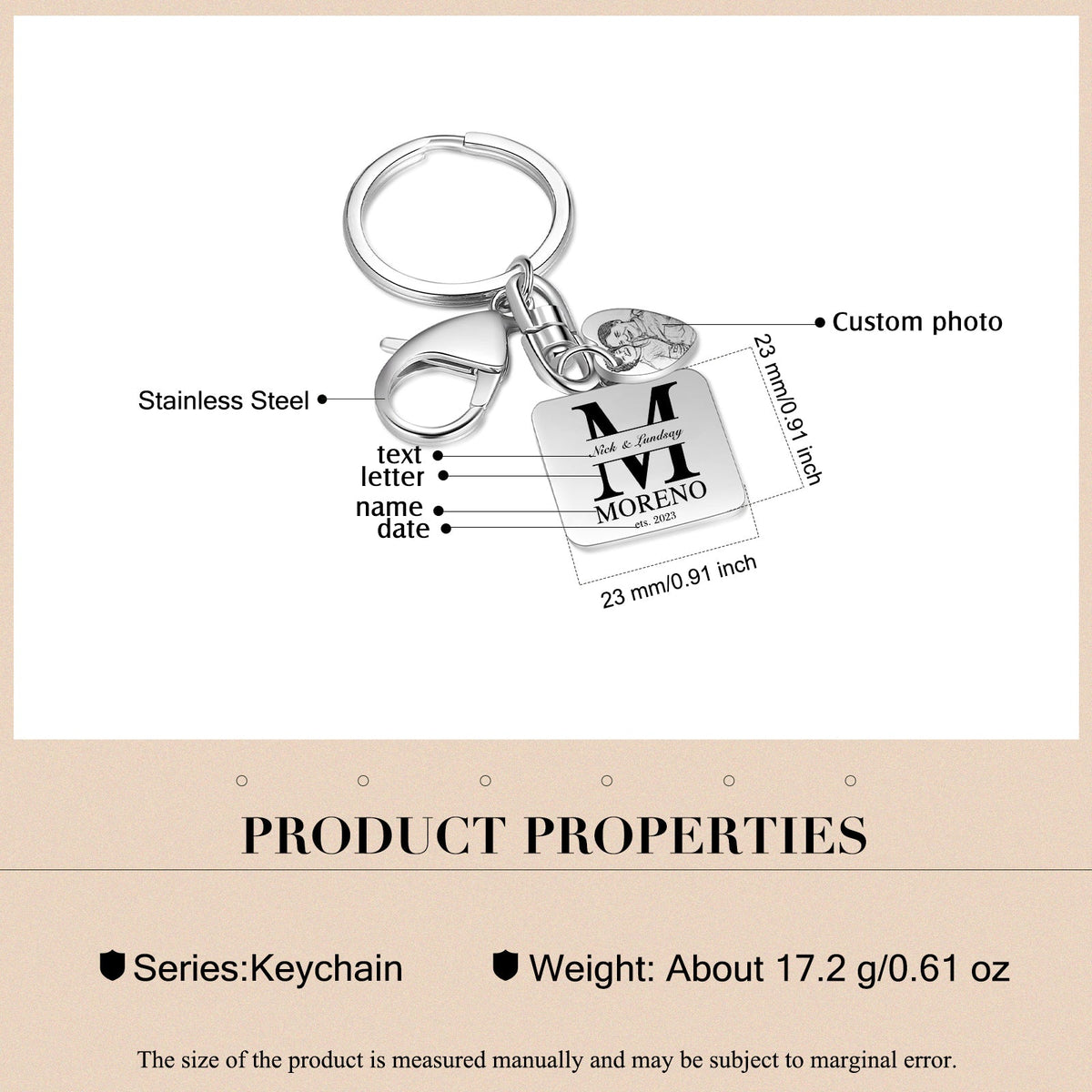 Personalized Name Stainless Steel Keychain