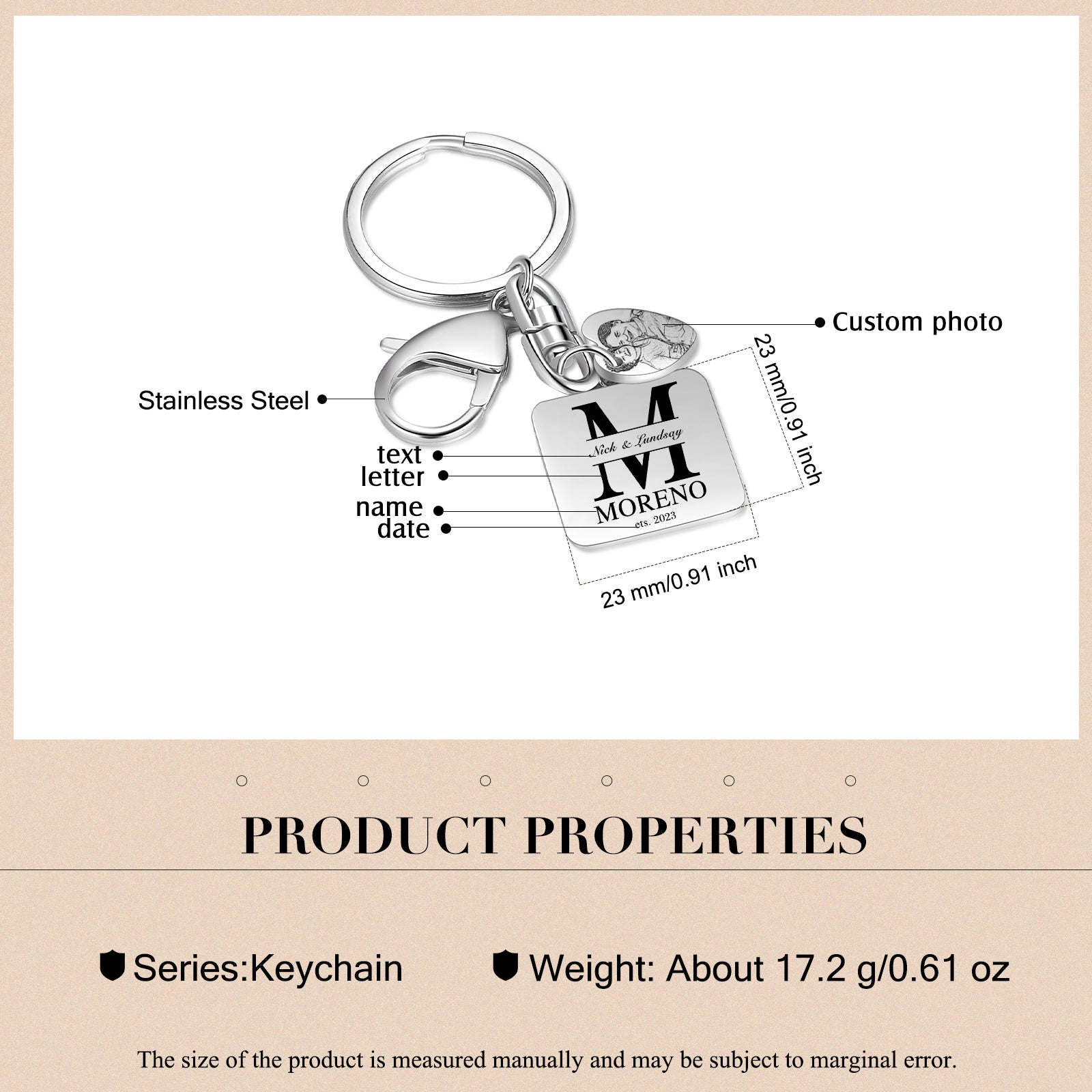 Personalized Name Stainless Steel Keychain