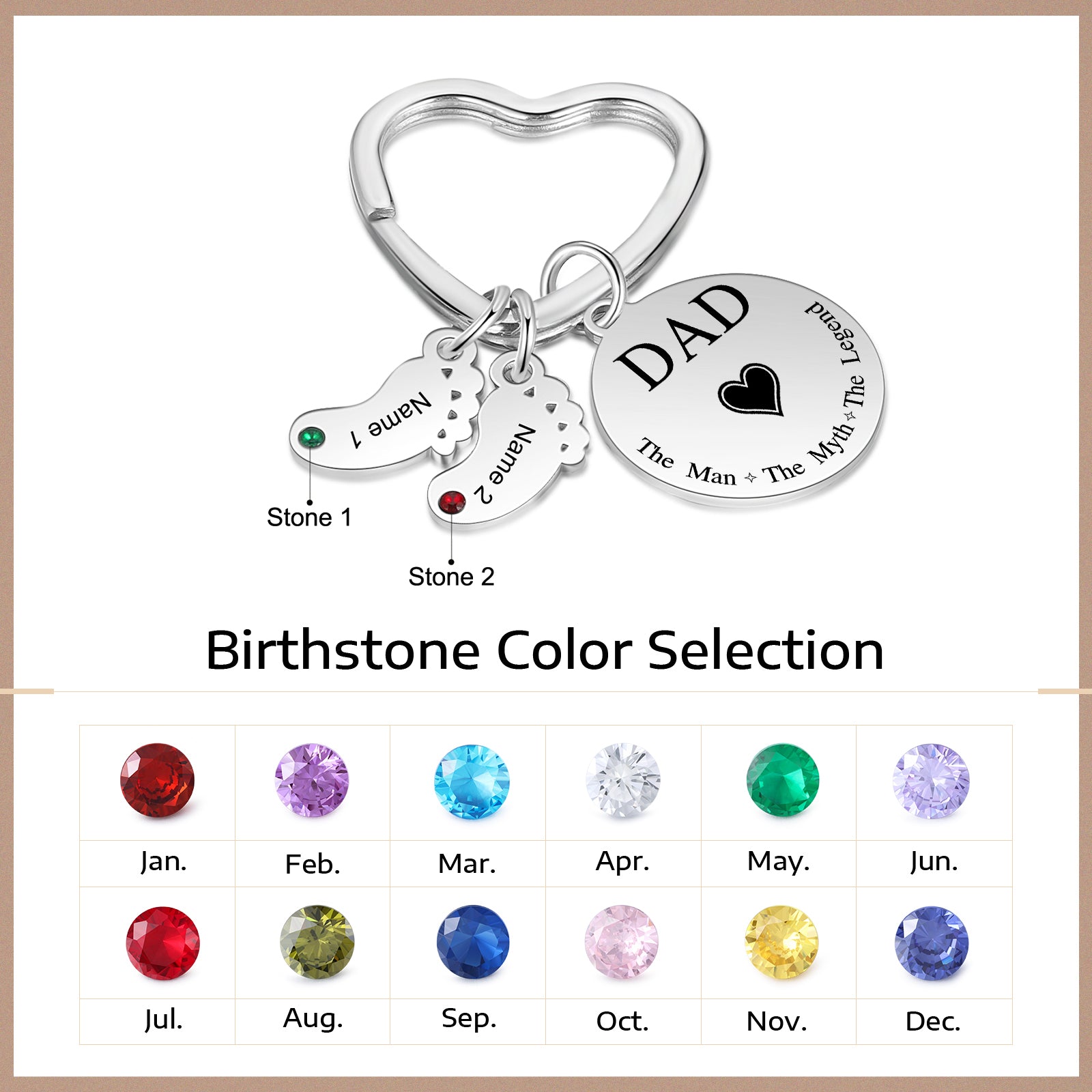 Custom Stainless Steel keychain with Baby Feet Charm