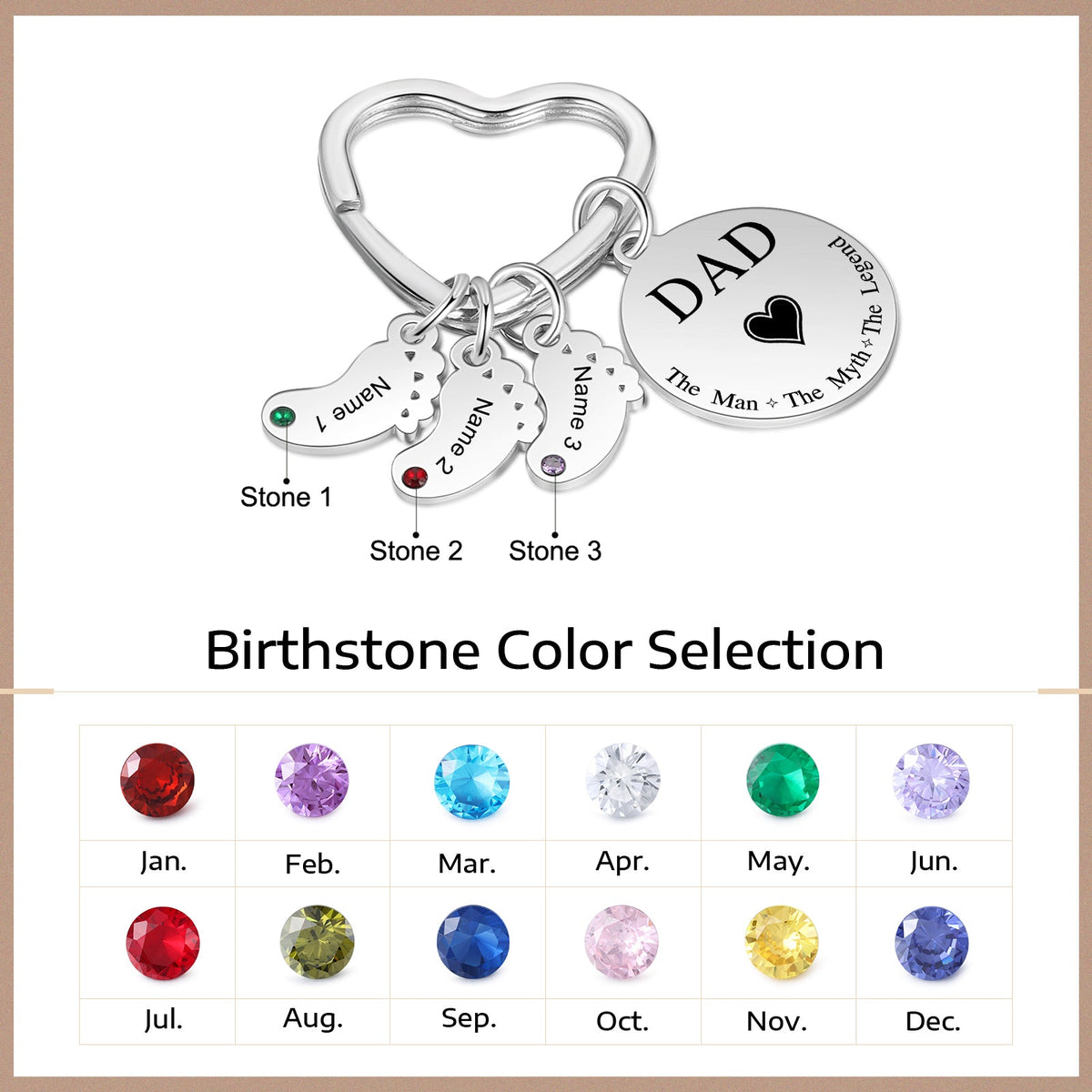 Custom Stainless Steel keychain with Baby Feet Charm