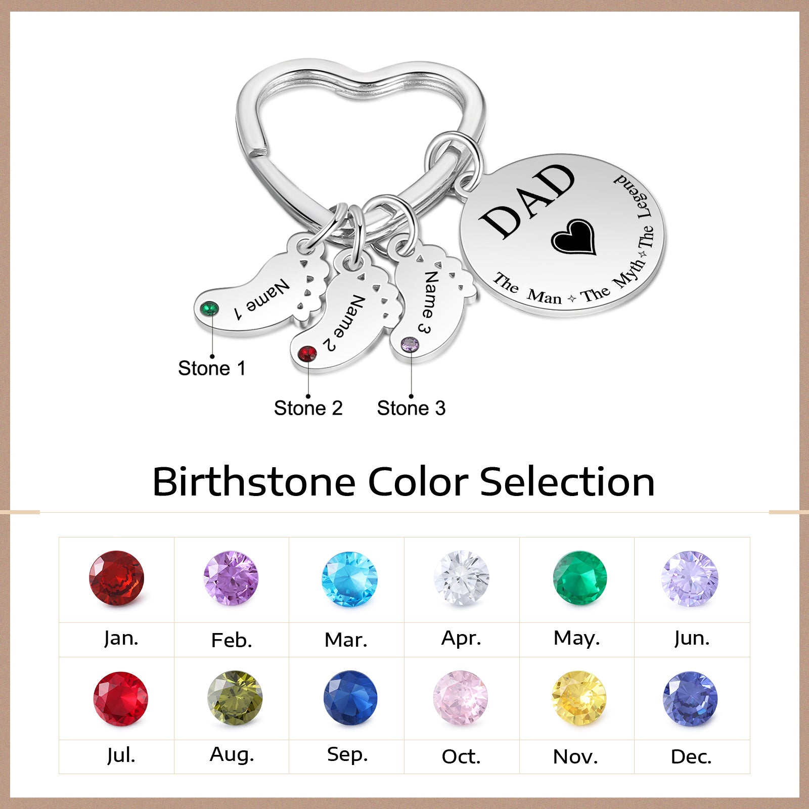 Custom Stainless Steel keychain with Baby Feet Charm
