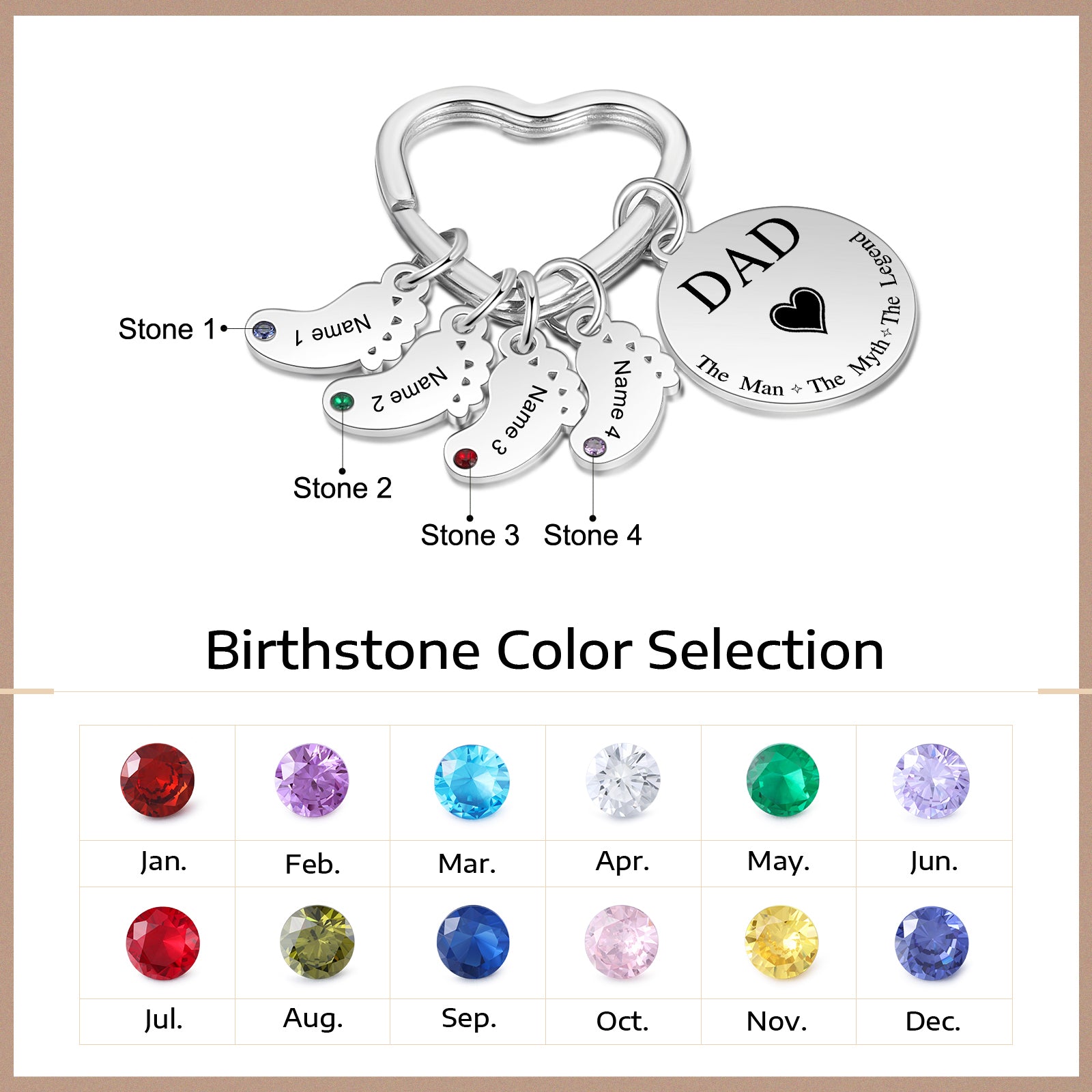 Custom Stainless Steel keychain with Baby Feet Charm